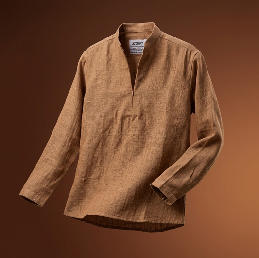 COSMIC DUST - HANDMADE KHADI SHORT KURTA - BROWN